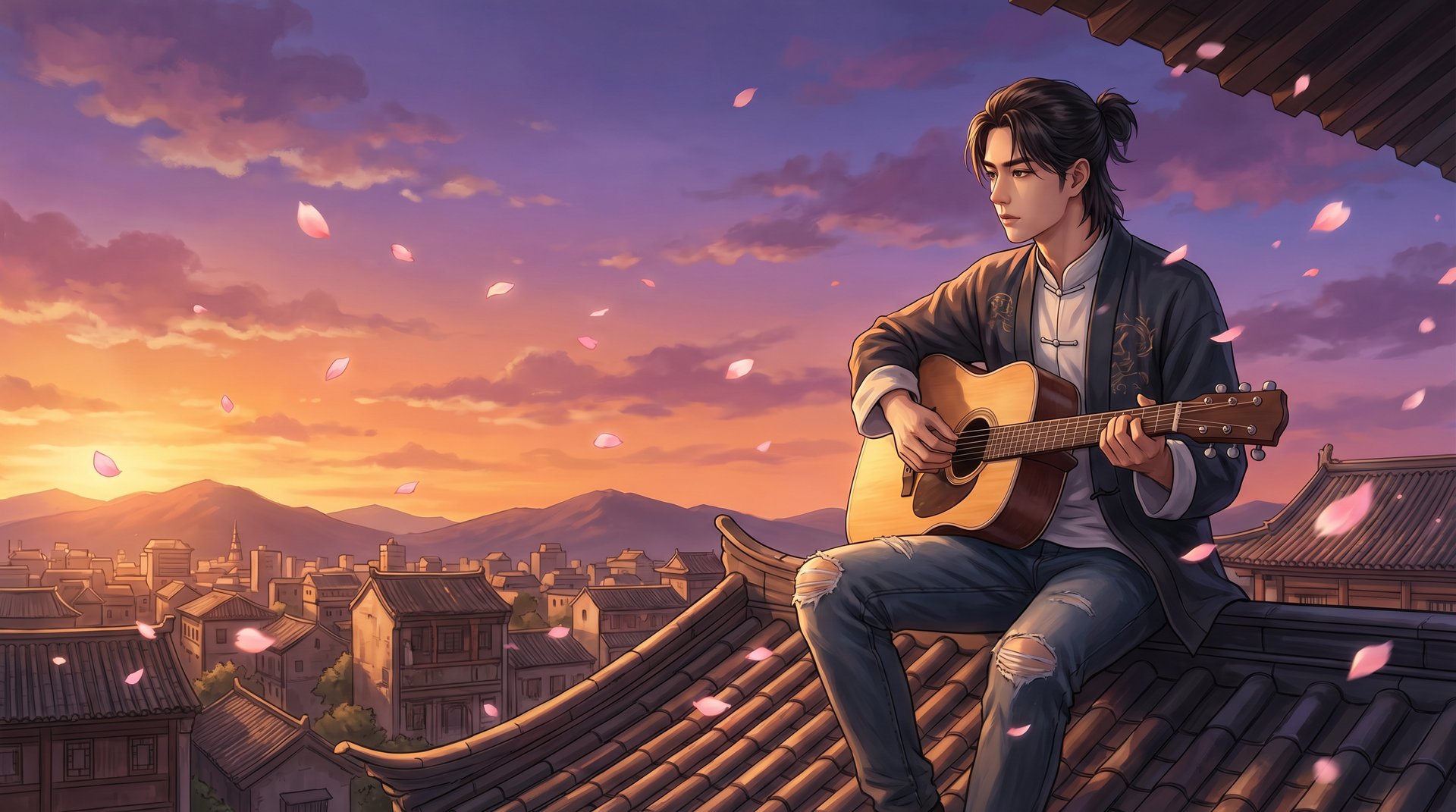 国产自拍动漫-屋顶吉他少年